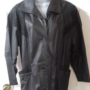 Genuine black leather coat
